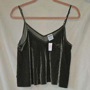 PINK Victoria's Secret Dark Green Crop Camisole Velour Size XS